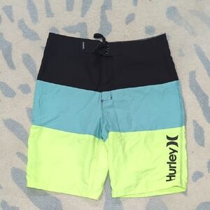 Hurley Black and Blue Board Shorts Quick-Dry Swimwear